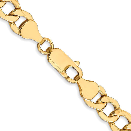 10K Yellow Gold 7mm Semi-Solid Curb Chain