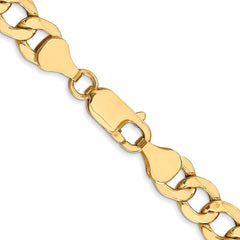 10K Yellow Gold 7mm Semi-Solid Curb Chain