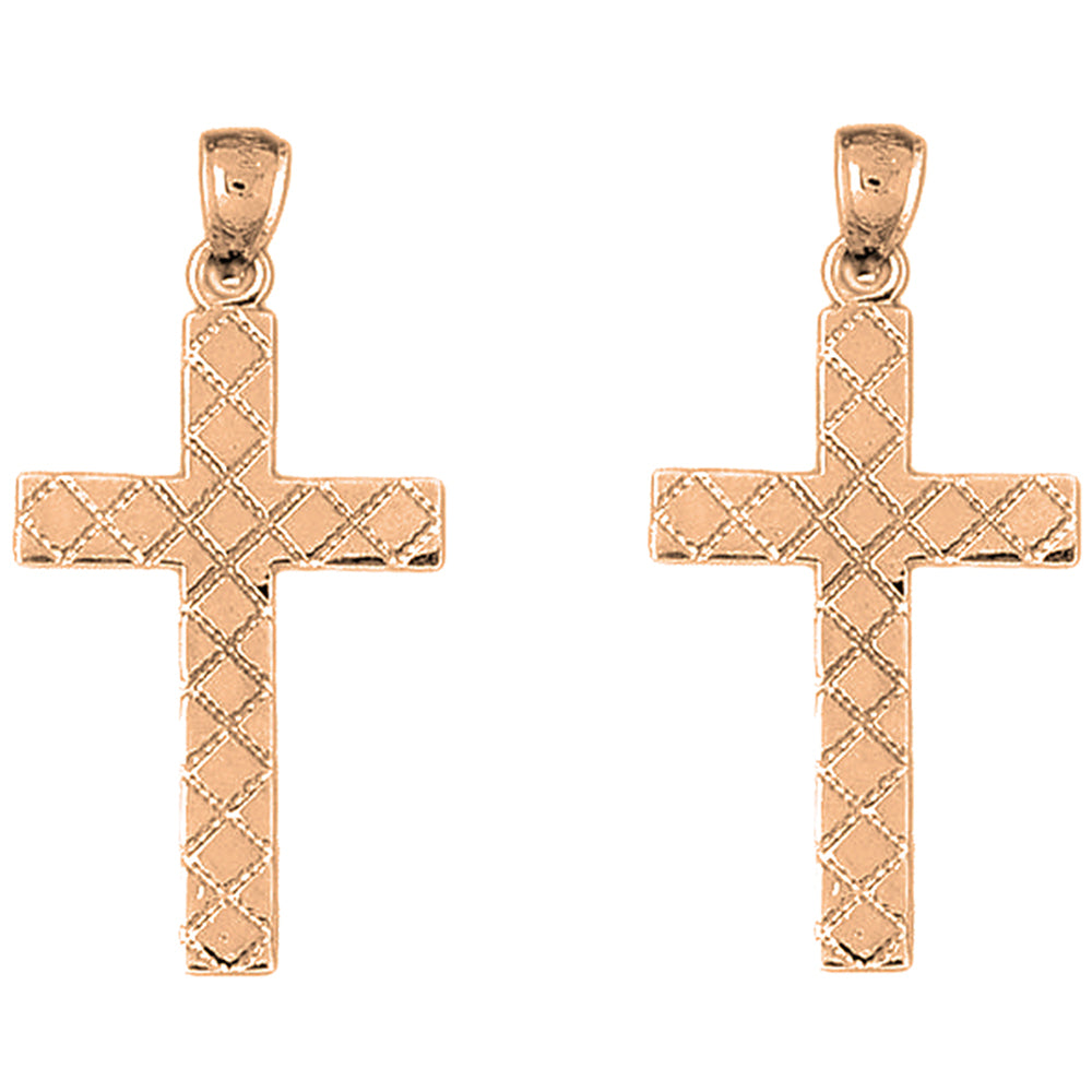 14K or 18K Gold 43mm Latin Cross Earrings