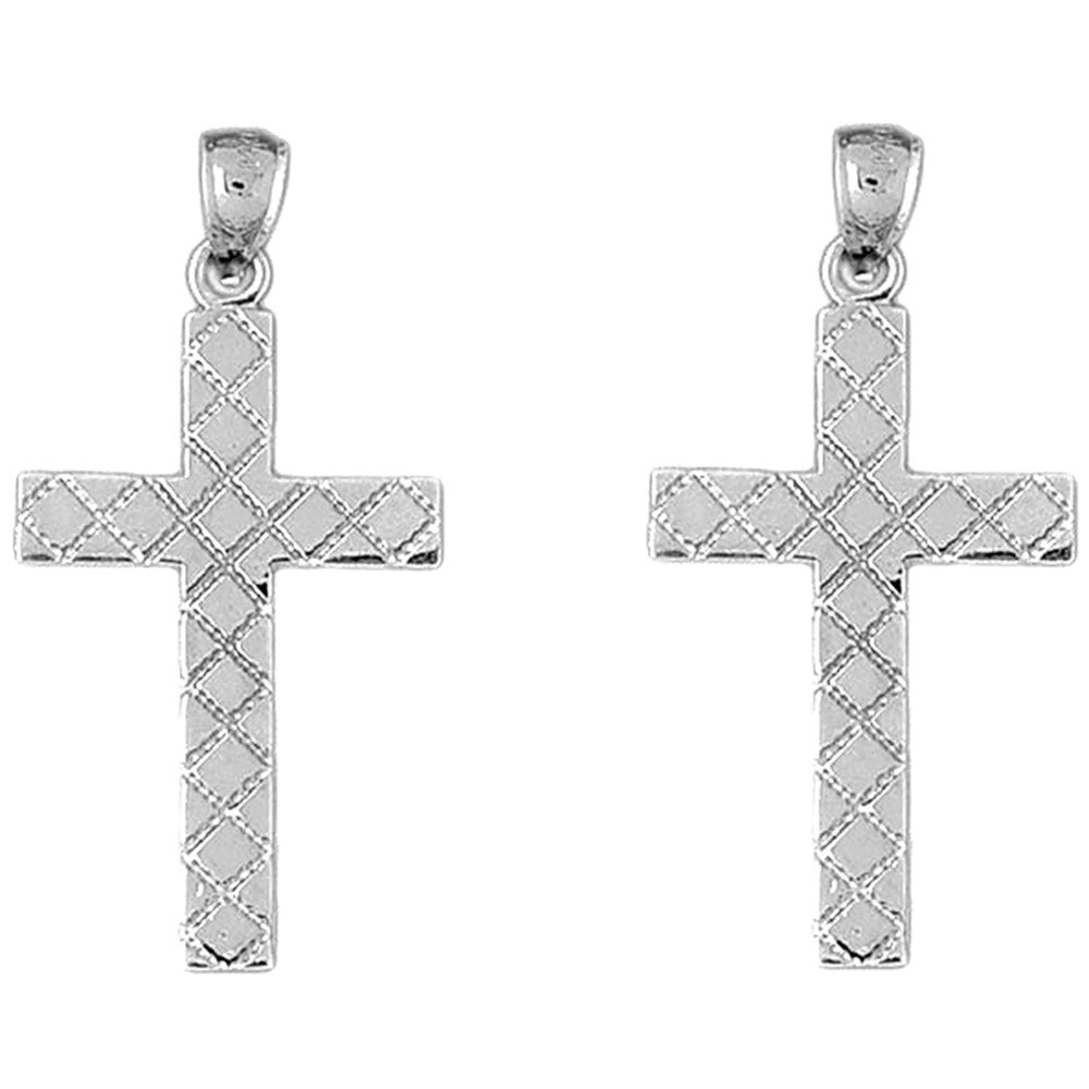 14K or 18K Gold 43mm Latin Cross Earrings