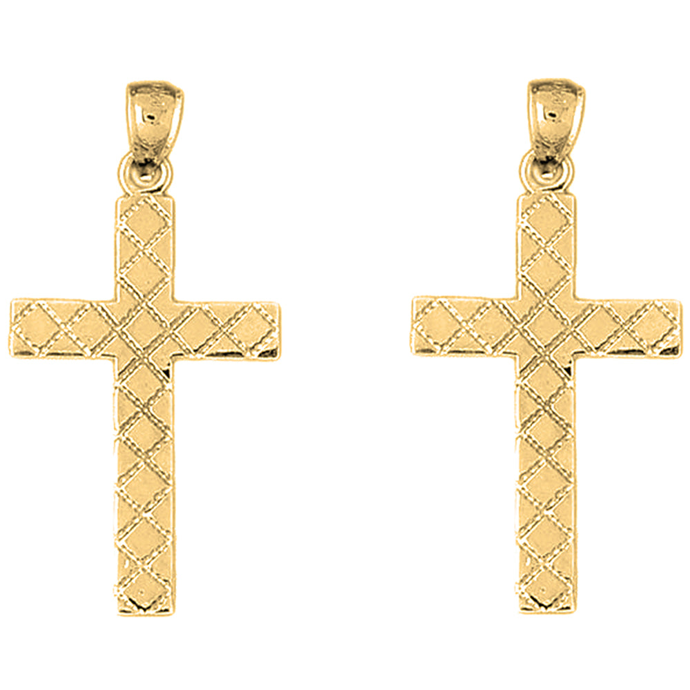 14K or 18K Gold 43mm Latin Cross Earrings