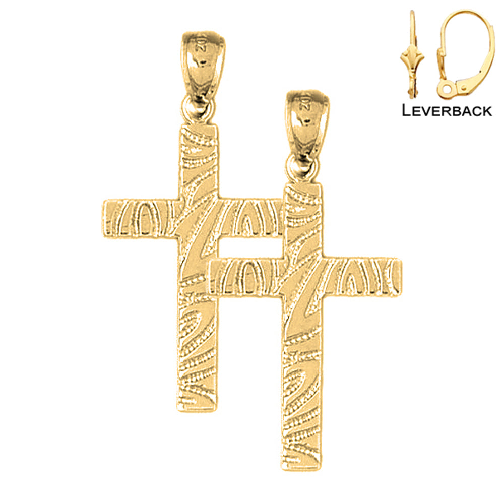 14K or 18K Gold Latin Cross Earrings