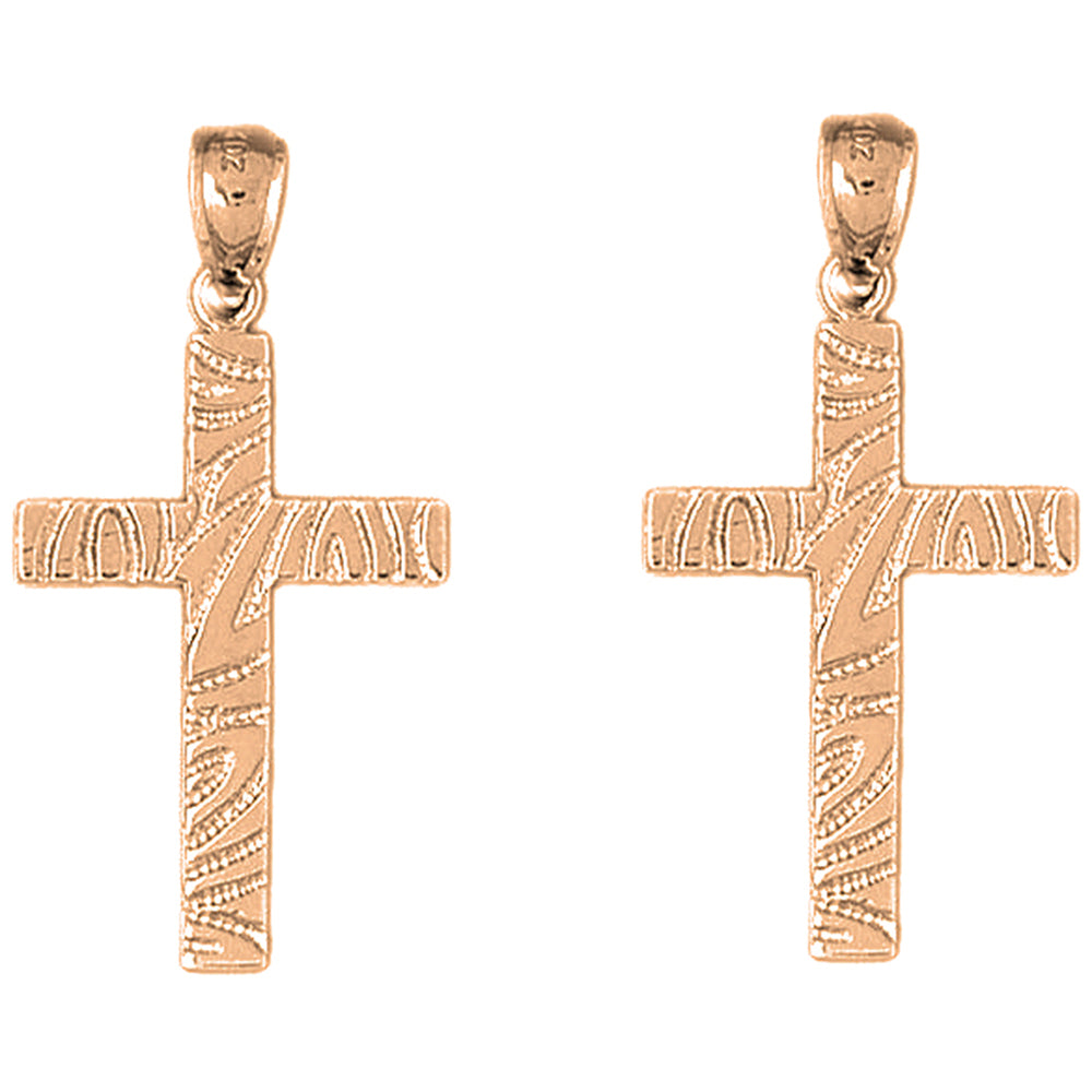 14K or 18K Gold 38mm Latin Cross Earrings