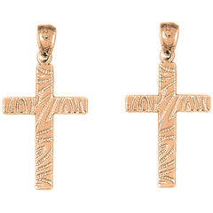 14K or 18K Gold 38mm Latin Cross Earrings