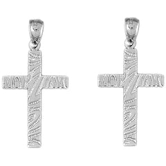 Sterling Silver 38mm Latin Cross Earrings