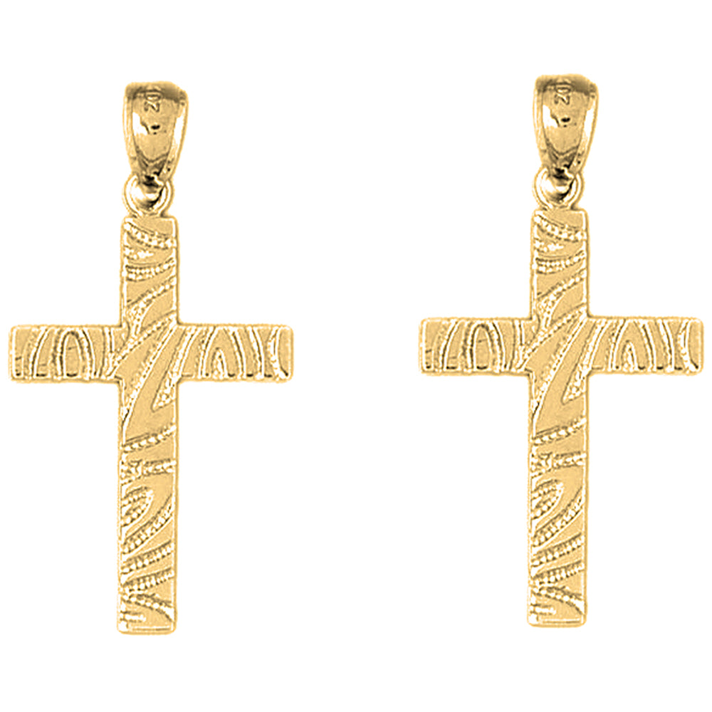 14K or 18K Gold 38mm Latin Cross Earrings