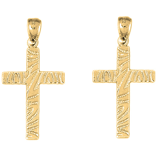 14K or 18K Gold 38mm Latin Cross Earrings