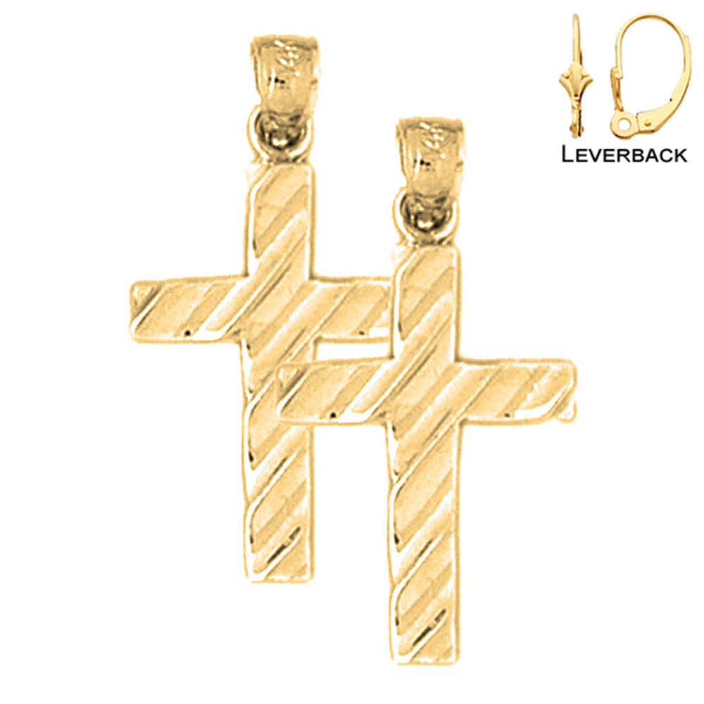 14K or 18K Gold Latin Cross Earrings