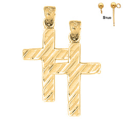 Sterling Silver 26mm Latin Cross Earrings (White or Yellow Gold Plated)