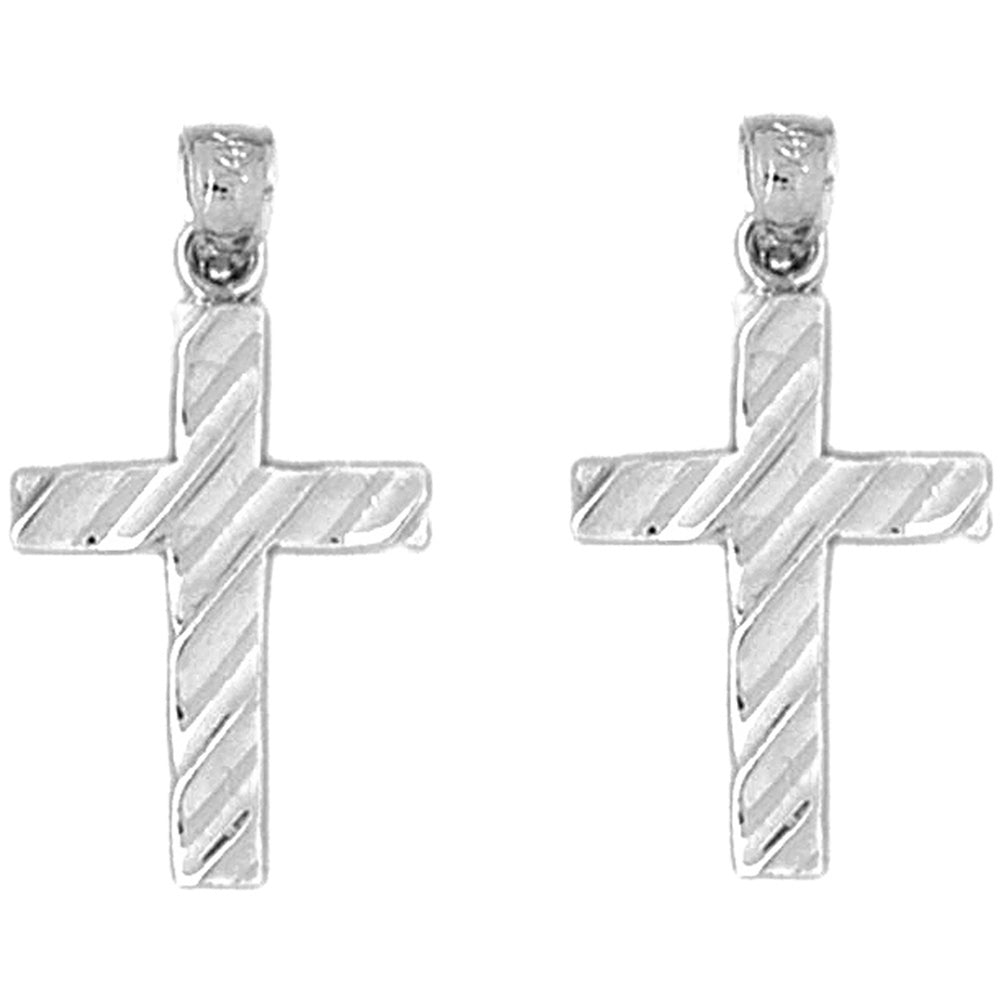 Sterling Silver 26mm Latin Cross Earrings