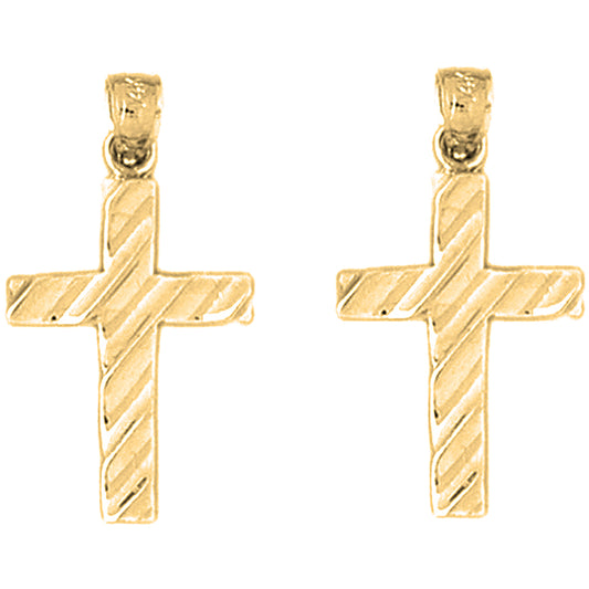 14K or 18K Gold 26mm Latin Cross Earrings