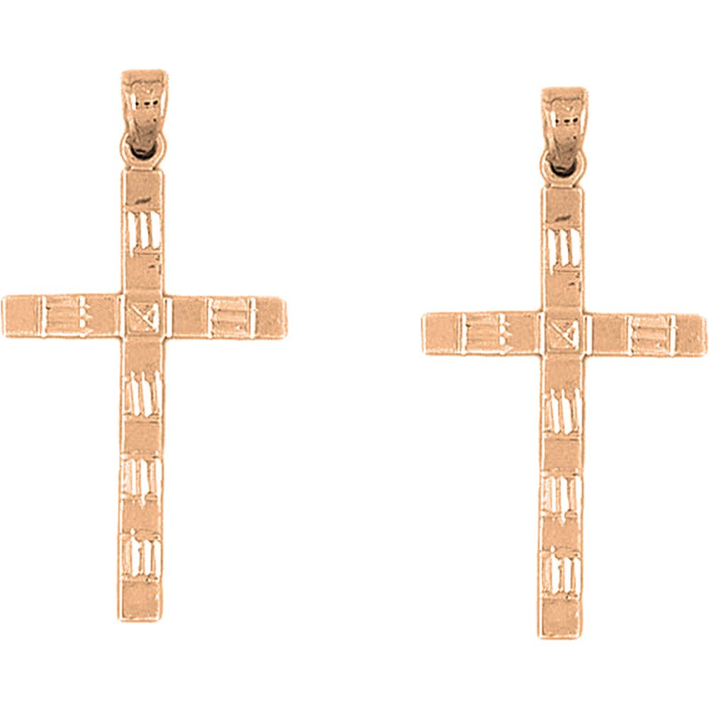 14K or 18K Gold 38mm Latin Cross Earrings