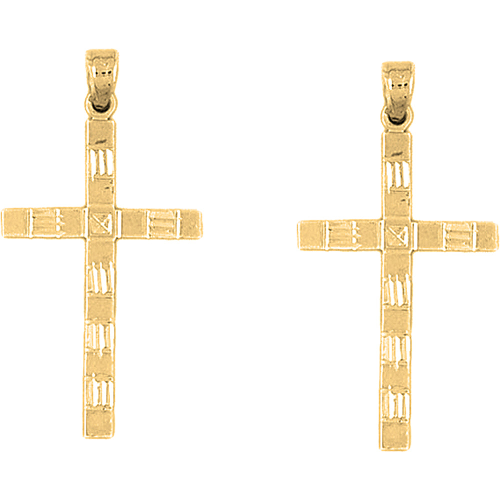 14K or 18K Gold 38mm Latin Cross Earrings