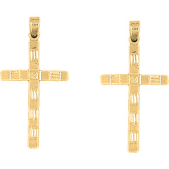 Yellow Gold-plated Silver 38mm Latin Cross Earrings