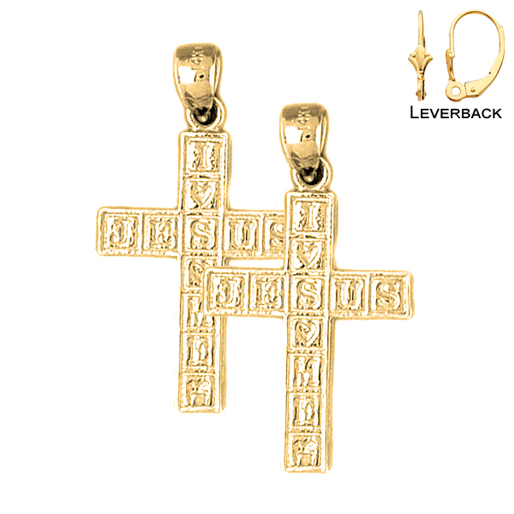 14K oder 18K Gold Jesus Kreuz Ohrringe