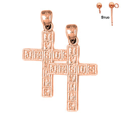 14K or 18K Gold Jesus Cross Earrings