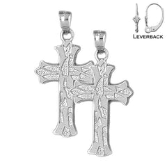 14K or 18K Gold Budded Cross Earrings