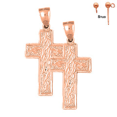 14K or 18K Gold Latin Cross Earrings