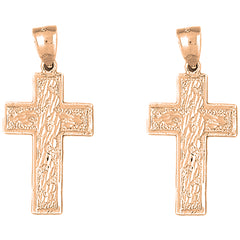 14K or 18K Gold 39mm Latin Cross Earrings