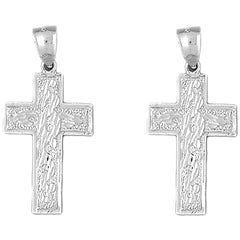 Sterling Silver 39mm Latin Cross Earrings