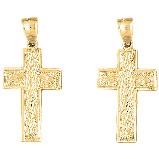 14K or 18K Gold 39mm Latin Cross Earrings