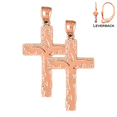 14K or 18K Gold Latin Vine Cross Earrings