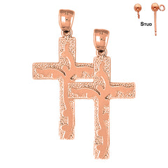 Aretes con cruz de vid latina en oro de 14 quilates o 18 quilates