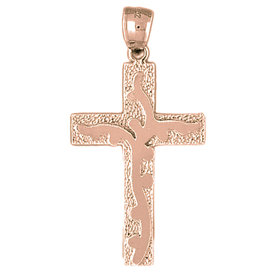 10K, 14K or 18K Gold Latin Vine Cross Pendant