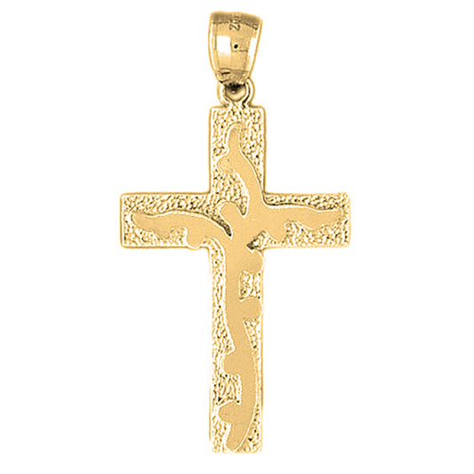10K, 14K or 18K Gold Latin Vine Cross Pendant