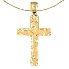 Colgante de cruz de vid latina de oro de 10 quilates, 14 quilates o 18 quilates