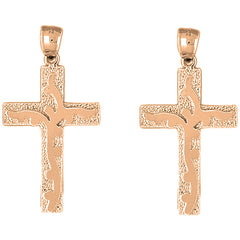 14K or 18K Gold 46mm Latin Vine Cross Earrings