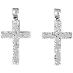 Sterling Silver 46mm Latin Vine Cross Earrings