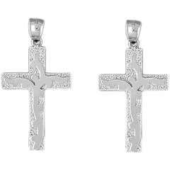 14K or 18K Gold 46mm Latin Vine Cross Earrings