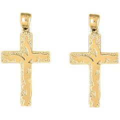 Yellow Gold-plated Silver 46mm Latin Vine Cross Earrings