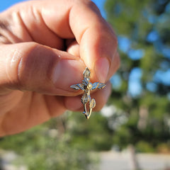 14K or 18K Gold Cross With Rose Pendant