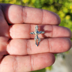 14K or 18K Gold Cross With Rose Pendant