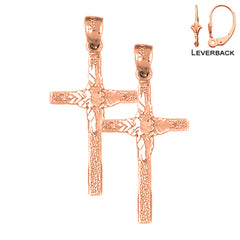 14K or 18K Gold Floral Cross Earrings