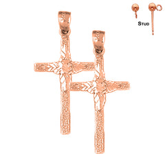 14K or 18K Gold Floral Cross Earrings