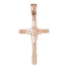 14K or 18K Gold Floral Cross Pendant