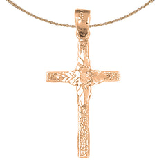 14K or 18K Gold Floral Cross Pendant