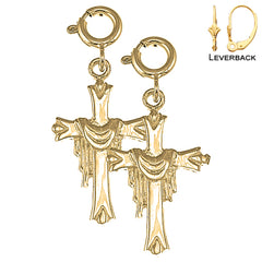 14K oder 18K Gold Kreuz mit Leichentuch Ohrringe