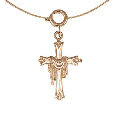 14K or 18K Gold Cross With Shroud Pendant