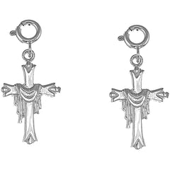 Sterling Silver 27mm Cross With Shroud Earrings