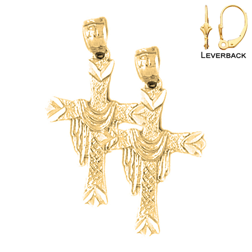 14K oder 18K Gold Kreuz mit Leichentuch Ohrringe