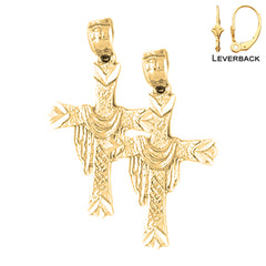 14K or 18K Gold Cross With Shroud Earrings