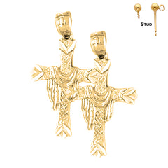 14K or 18K Gold Cross With Shroud Earrings