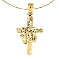 14K oder 18K Gold Kreuz mit Leichentuch Anhänger