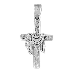 14K or 18K Gold Cross With Shroud Pendant