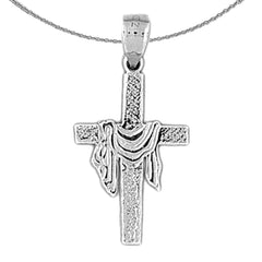 14K or 18K Gold Cross With Shroud Pendant