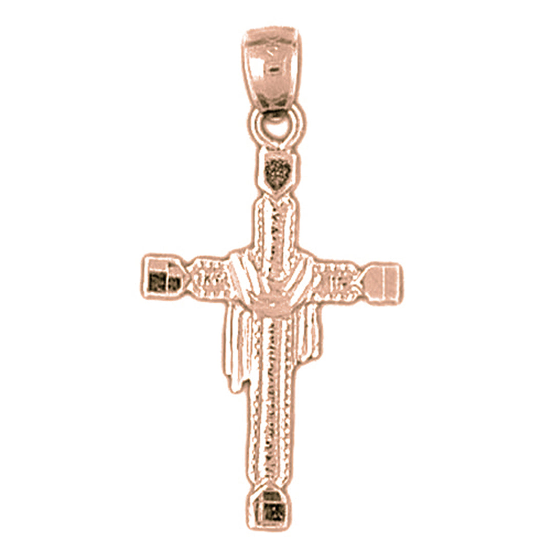 14K or 18K Gold Cross With Shroud Pendant